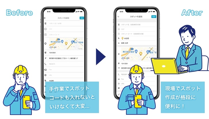 スポットコード自動補完