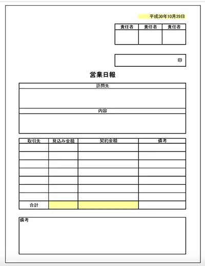 紙の営業日報イメージ