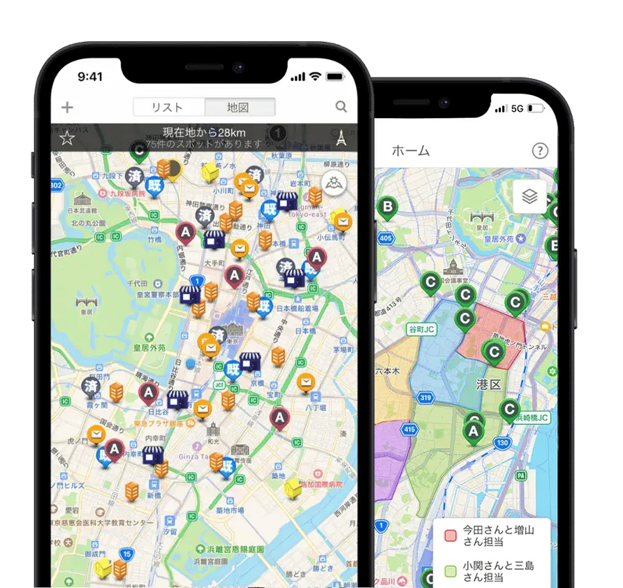 顧客の地図上アイコン表示
