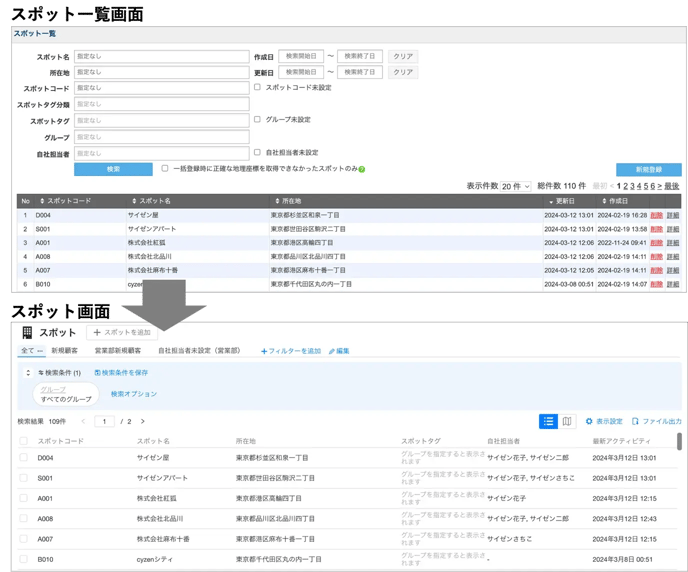 スポット画面をリニューアル イメージ