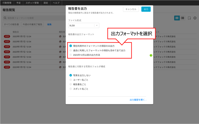 報告書出力フォーマットイメージ
