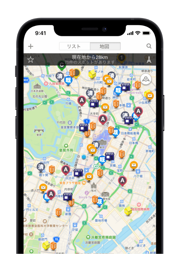 顧客の地図上アイコン表示